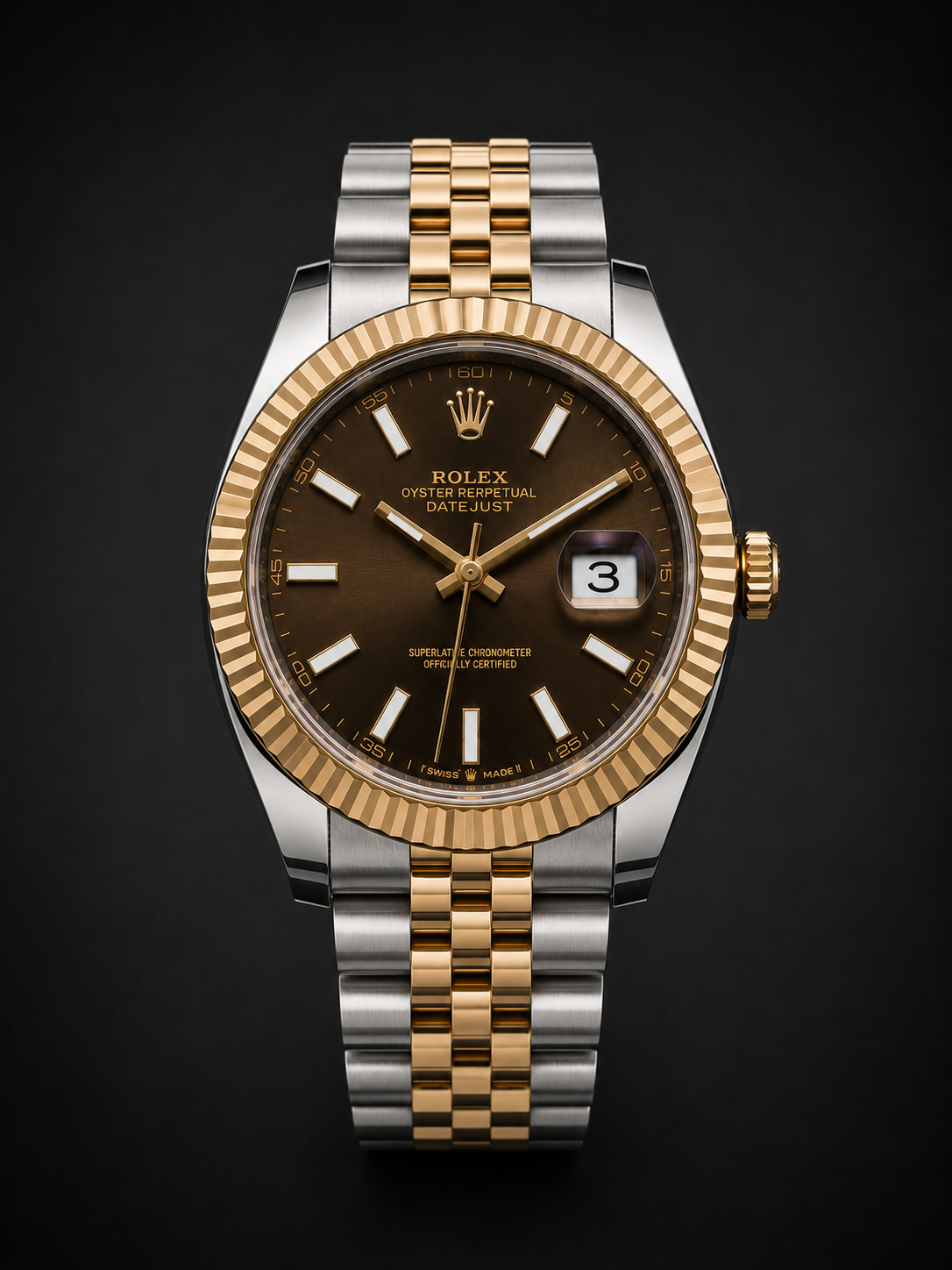 ROLEX DATEJUST CHOCOLATE DIAL 18K ROSE GOLD/STEEL